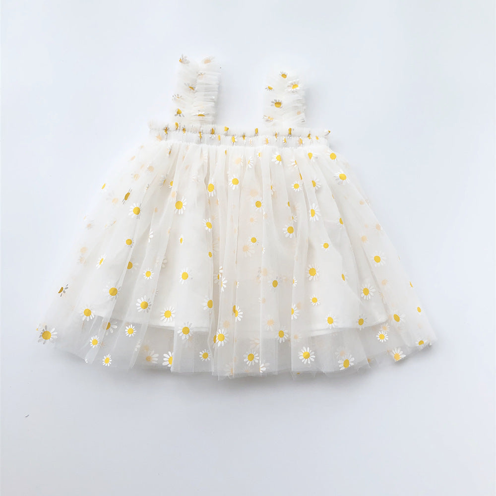 Flower Girl Dress Summer Princess White Gauze Skirt