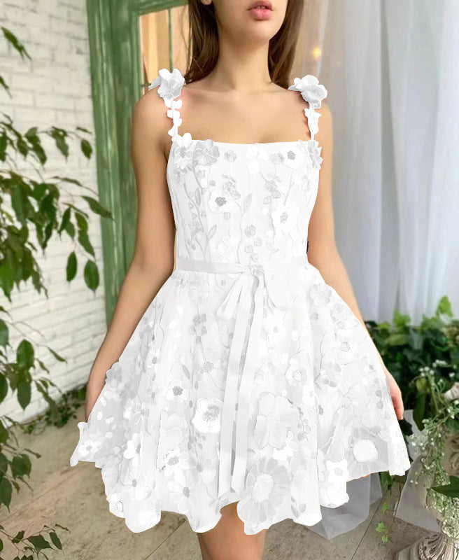 Embroidery Lace Dress – Sweet Floral A-Line Summer Dress