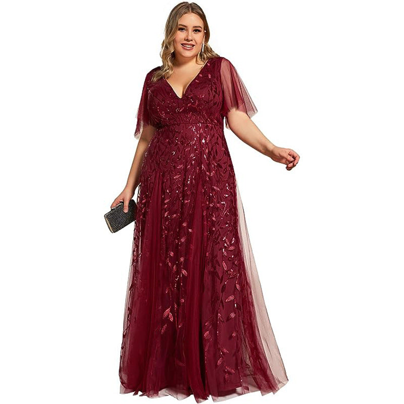 Women's Plus Size Bridesmaid Dress – Sequined Fishtail Gown