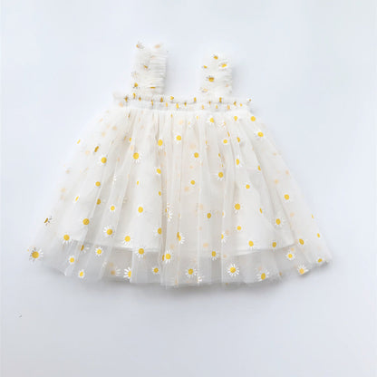 Flower Girl Dress Summer Princess White Gauze Skirt