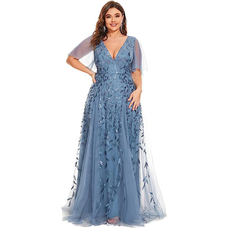 Women's Plus Size Bridesmaid Dress – Sequined Fishtail Gown