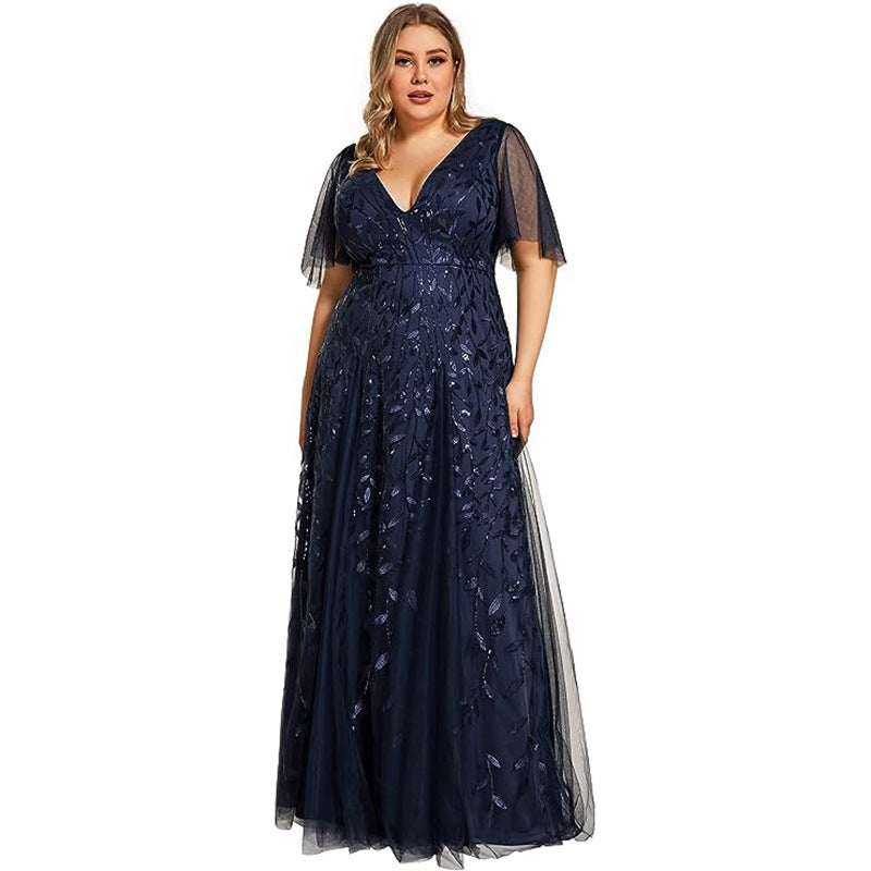 Women's Plus Size Bridesmaid Dress – Sequined Fishtail Gown