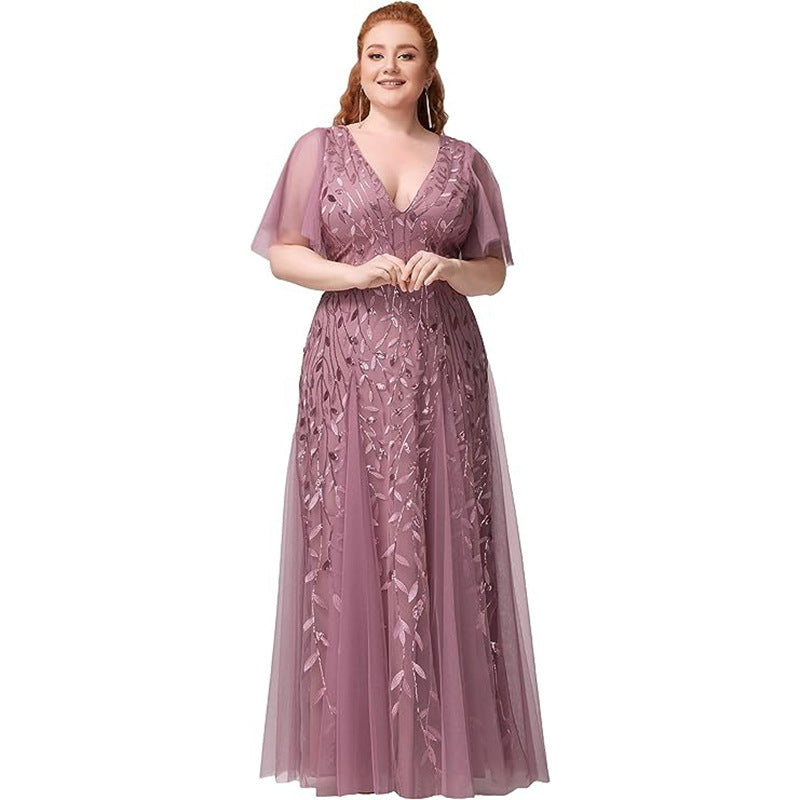 Women's Plus Size Bridesmaid Dress – Sequined Fishtail Gown