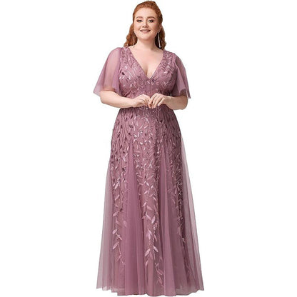 Women's Plus Size Bridesmaid Dress – Sequined Fishtail Gown