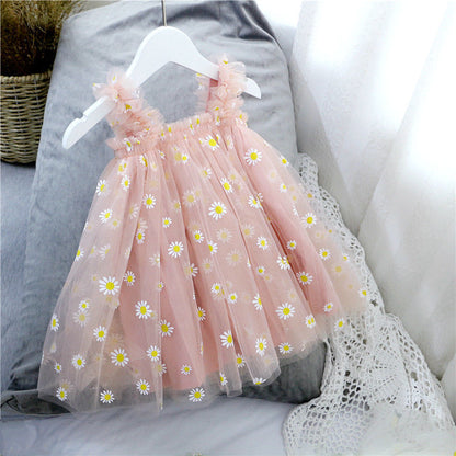 Flower Girl Dress Summer Princess White Gauze Skirt