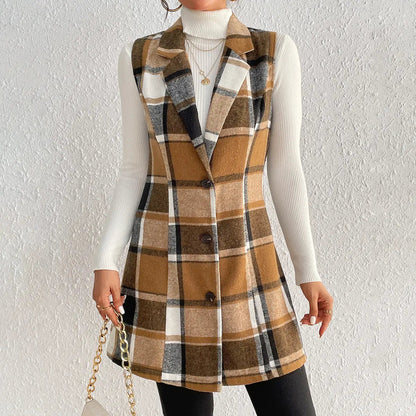 Fall Winter Women’s Sleeveless Dress – Chic Printed Style