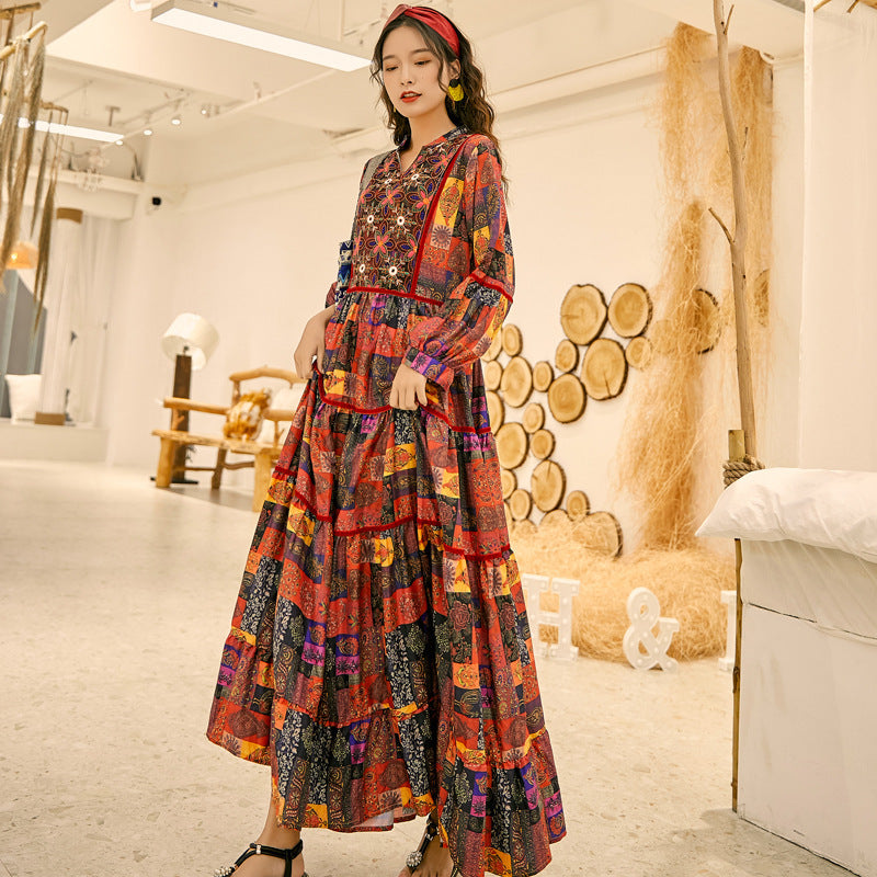 Women’s Printed High-Waisted V-Neck Skirt-Chic Casual Look