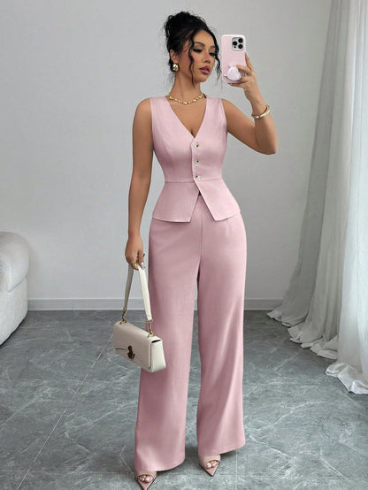 Solid Color Sleeveless Two Piece Set – Chic Casual Fit