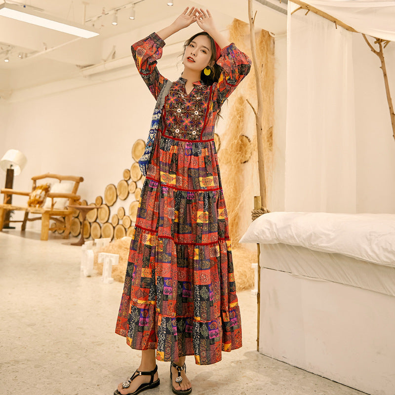 Women’s Printed High-Waisted V-Neck Skirt-Chic Casual Look