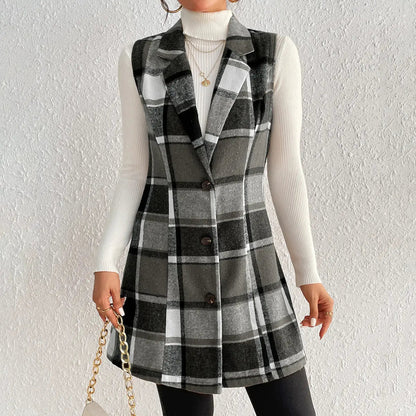 Fall Winter Women’s Sleeveless Dress – Chic Printed Style