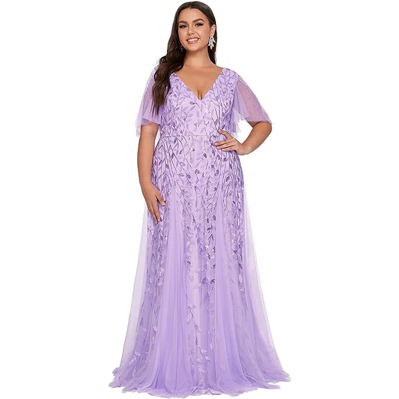 Women's Plus Size Bridesmaid Dress – Sequined Fishtail Gown