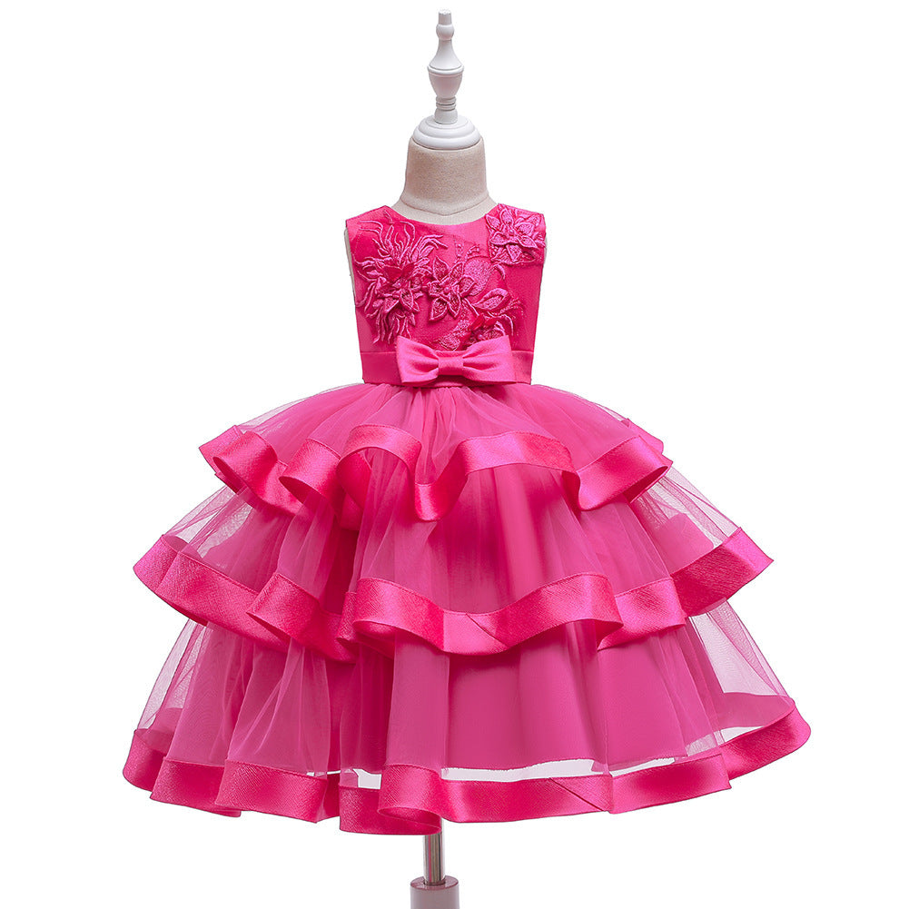 Girls Sleeveless Princess Dress – Mesh Cake Style