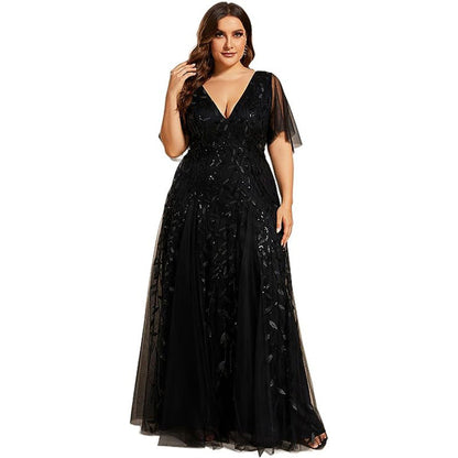 Women's Plus Size Bridesmaid Dress – Sequined Fishtail Gown