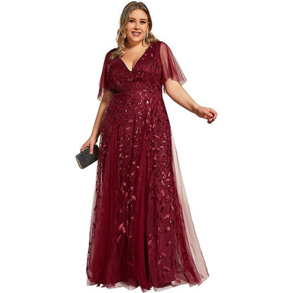Women's Plus Size Bridesmaid Dress – Sequined Fishtail Gown