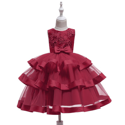 Girls Sleeveless Princess Dress – Mesh Cake Style