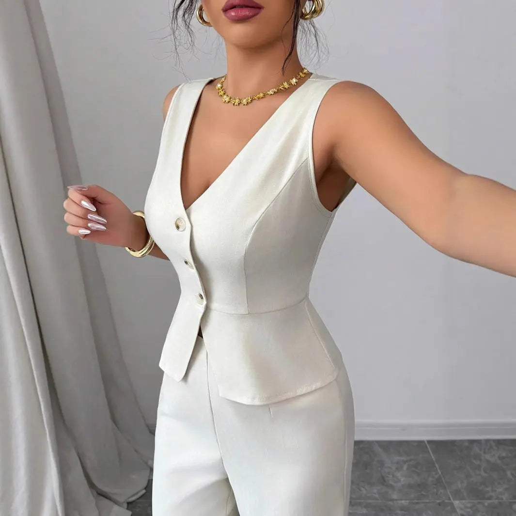 Solid Color Sleeveless Two Piece Set – Chic Casual Fit