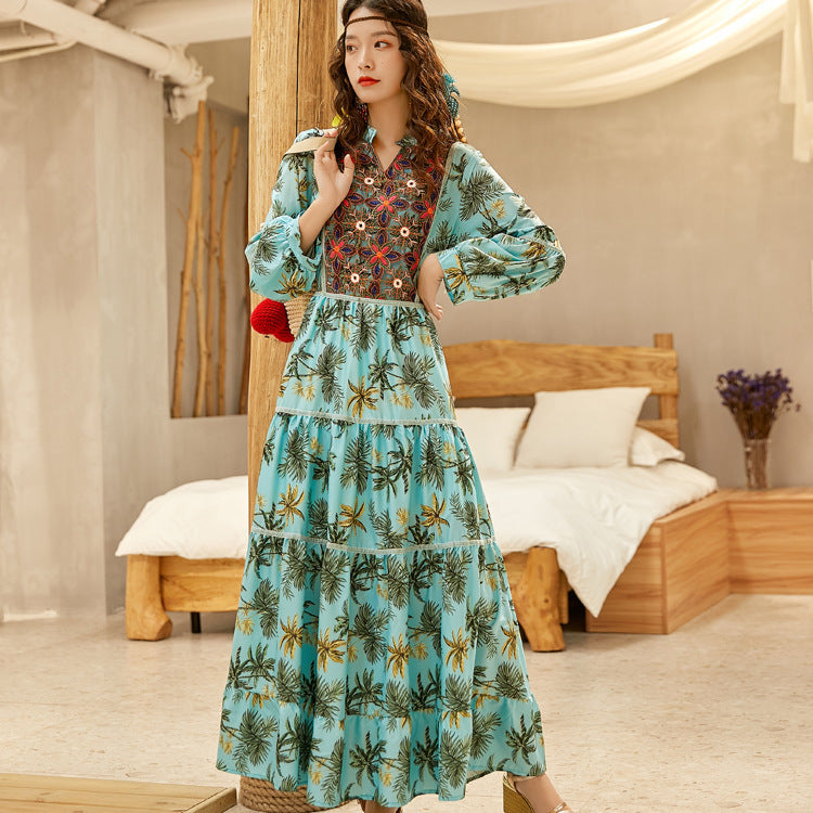 Women’s Printed High-Waisted V-Neck Skirt-Chic Casual Look