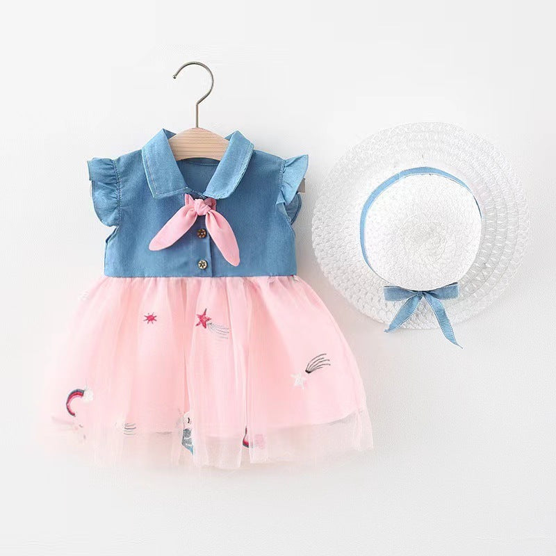 Fashion Girls Dress Streamer Denim