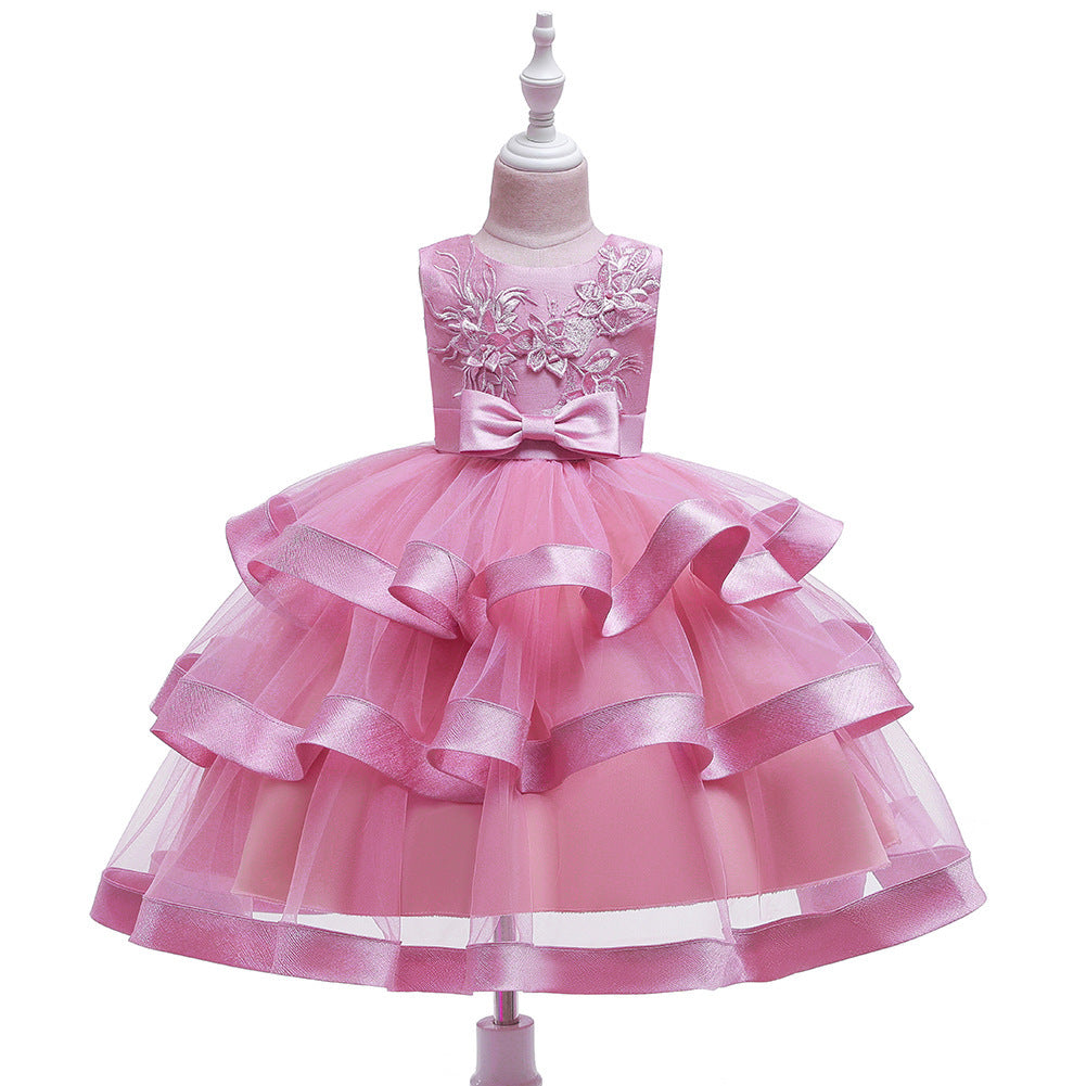 Girls Sleeveless Princess Dress – Mesh Cake Style