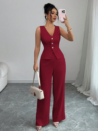 Solid Color Sleeveless Two Piece Set – Chic Casual Fit