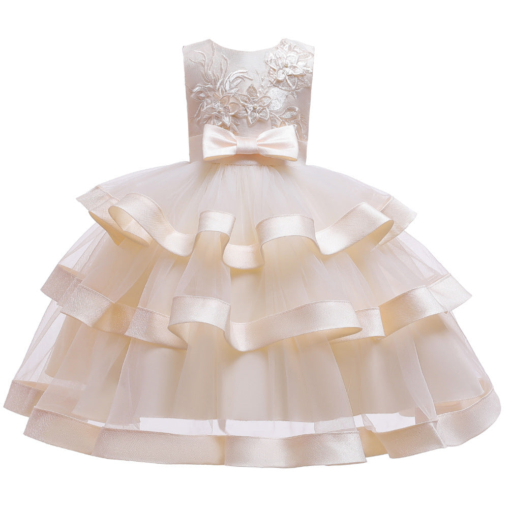 Girls Sleeveless Princess Dress – Mesh Cake Style