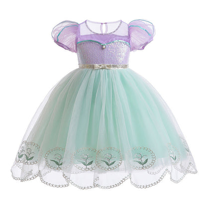 Children’s Mesh Princess Dress Short Sleeve