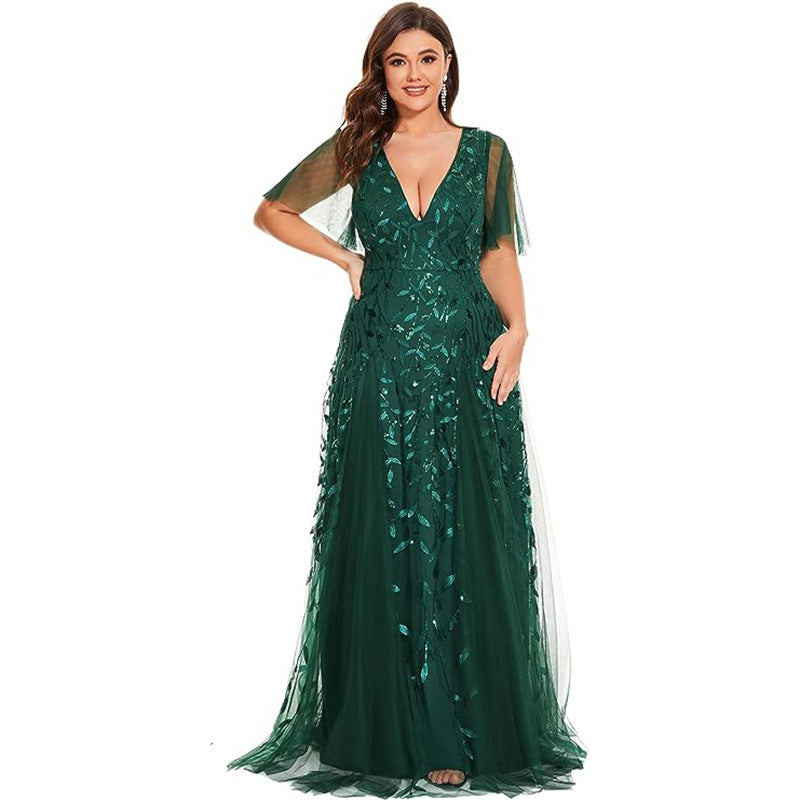 Women's Plus Size Bridesmaid Dress – Sequined Fishtail Gown