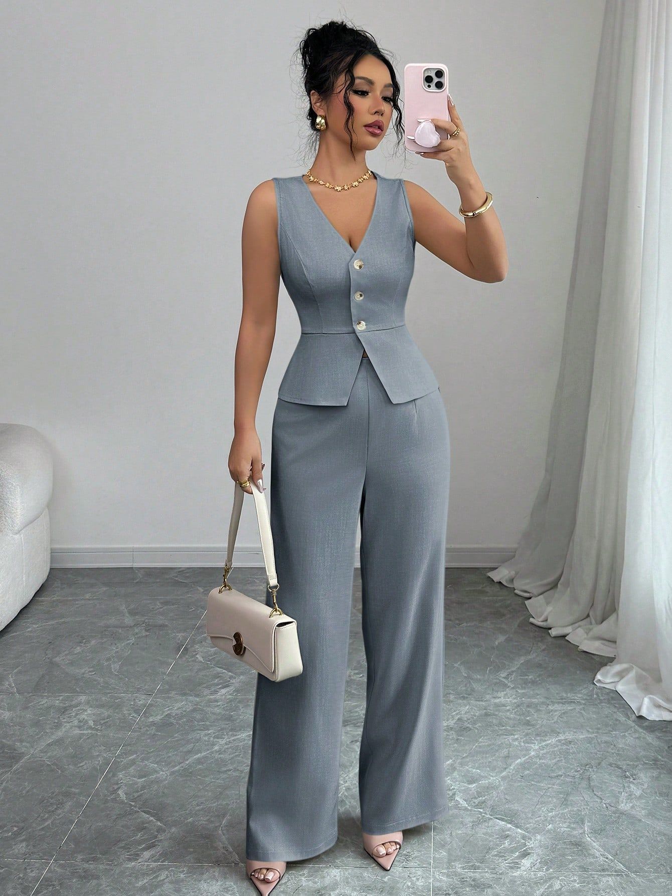 Solid Color Sleeveless Two Piece Set – Chic Casual Fit