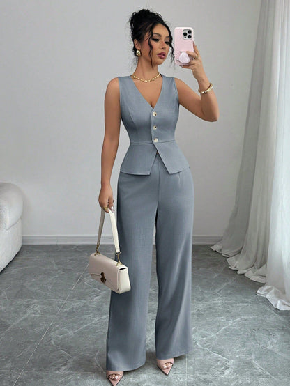 Solid Color Sleeveless Two Piece Set – Chic Casual Fit