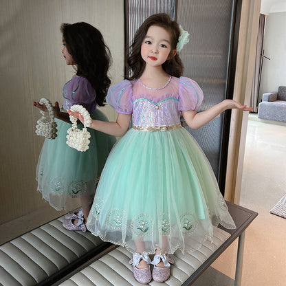 Children’s Mesh Princess Dress Short Sleeve