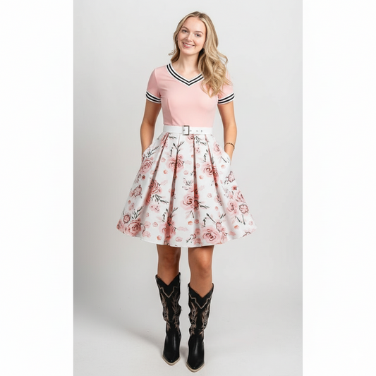 French Vintage V-Neck Hepburn Swing Dress