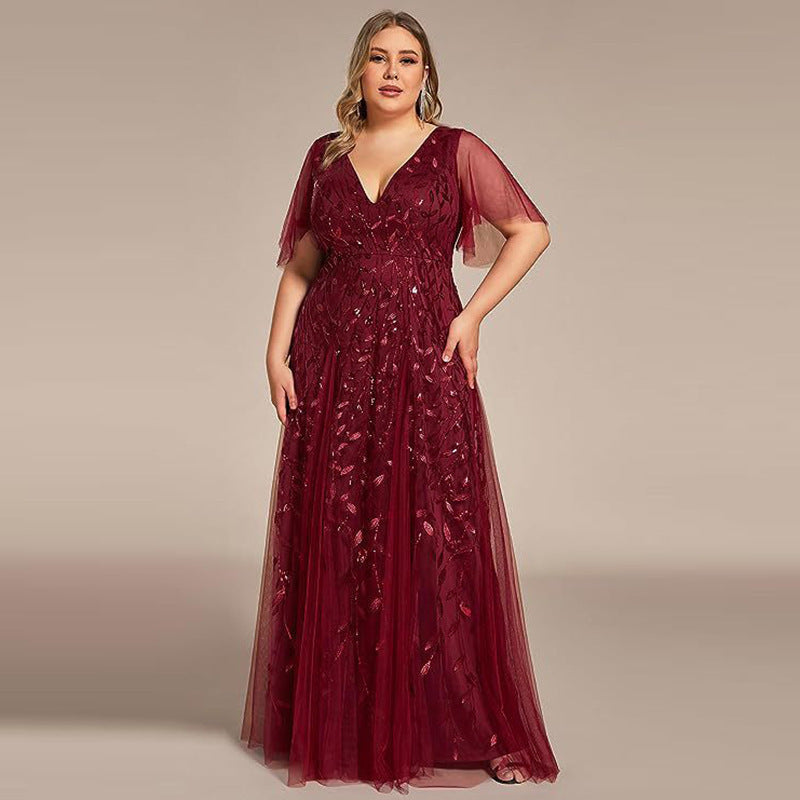 Women's Plus Size Bridesmaid Dress – Sequined Fishtail Gown