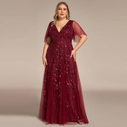 Women's Plus Size Bridesmaid Dress – Sequined Fishtail Gown