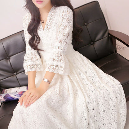 Lace V-Neck Dress – Elegant Fairy Style Summer Outfit