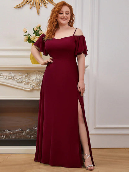 Plus Size Bridesmaid Dress-Cold Shoulder Side