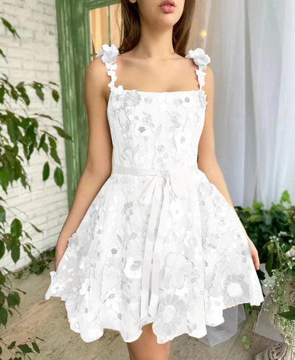 Embroidery Lace Dress – Sweet Floral A-Line Summer Dress