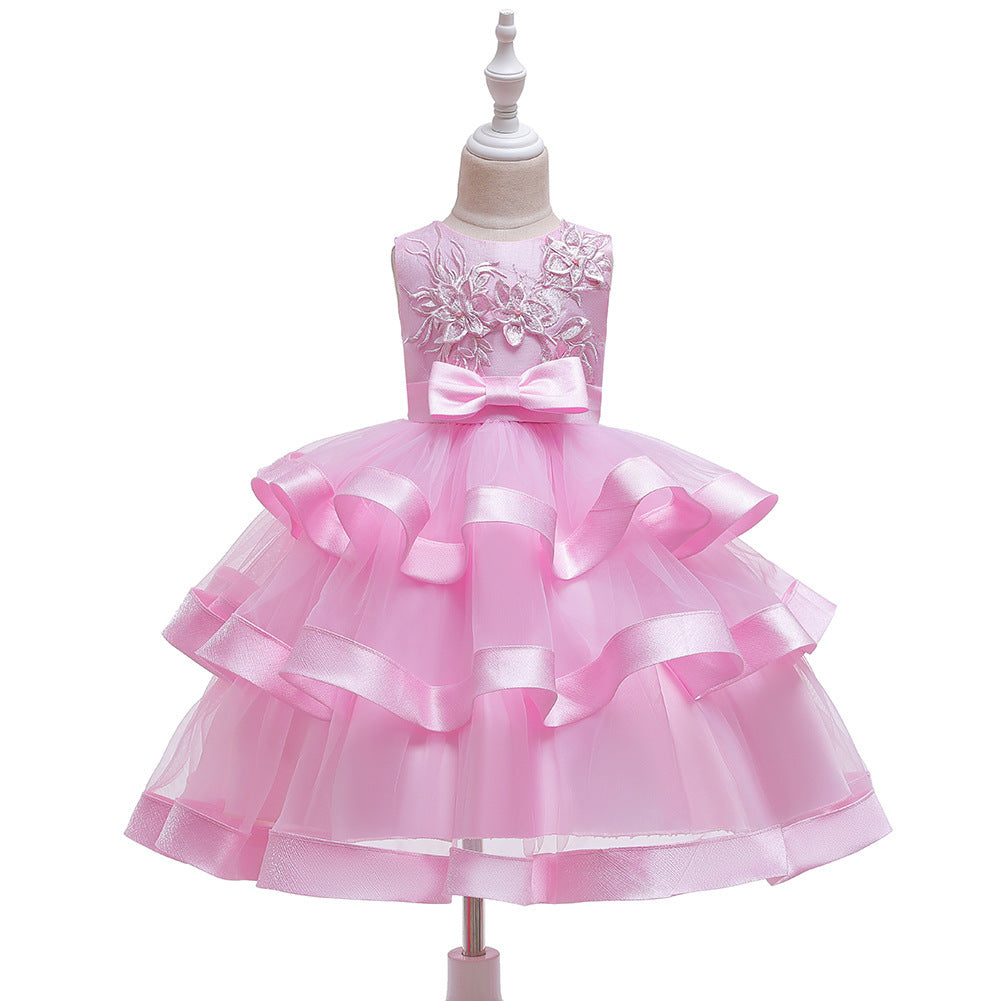 Girls Sleeveless Princess Dress – Mesh Cake Style