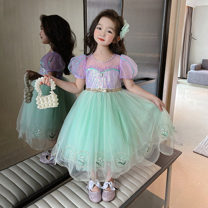 Children’s Mesh Princess Dress Short Sleeve