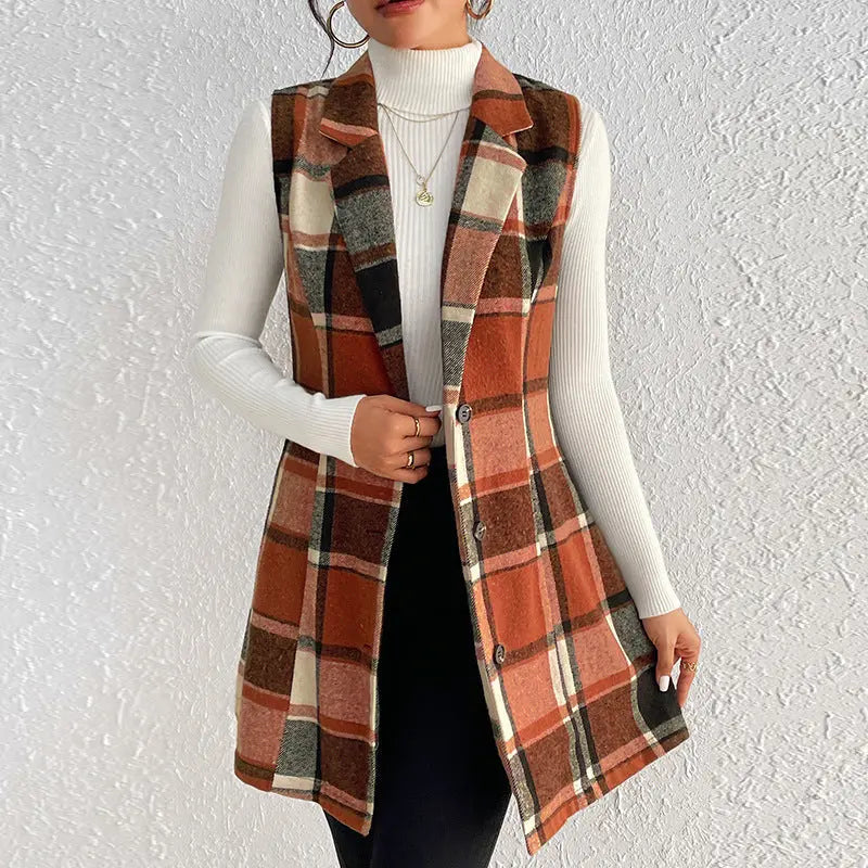 Fall Winter Women’s Sleeveless Dress – Chic Printed Style