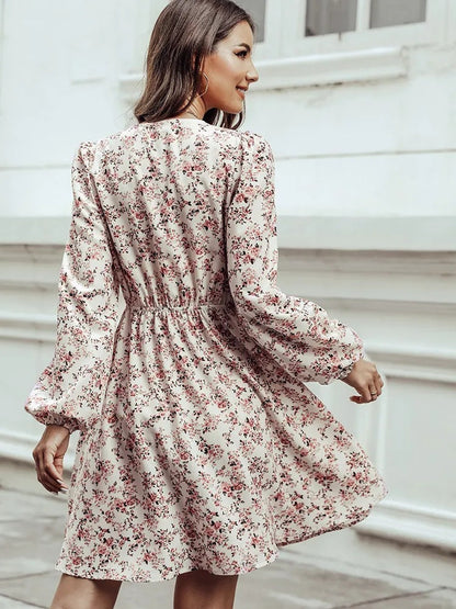 Floral Printed Dress – Elegant Long Sleeve Women’s Outfit