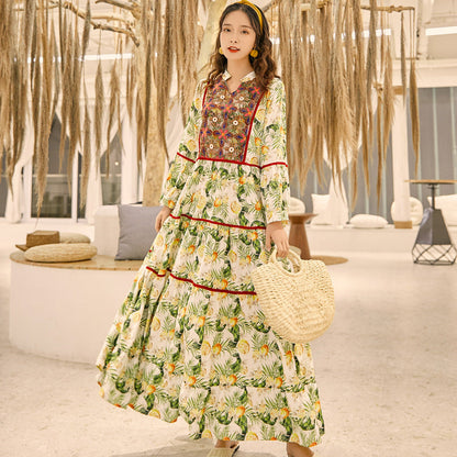 Women’s Printed High-Waisted V-Neck Skirt-Chic Casual Look