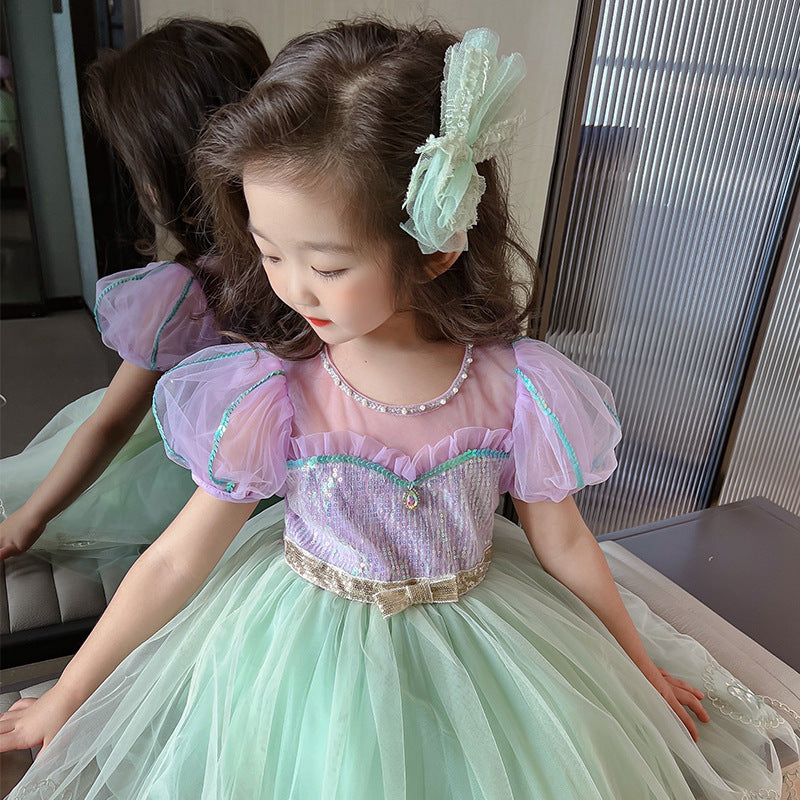 Children’s Mesh Princess Dress Short Sleeve