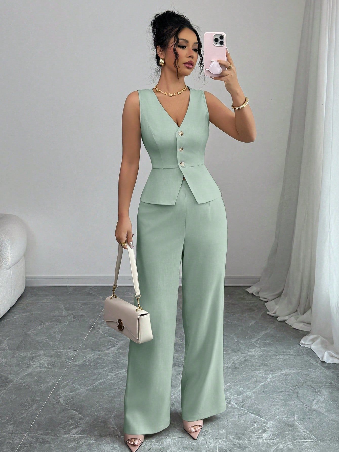 Solid Color Sleeveless Two Piece Set – Chic Casual Fit
