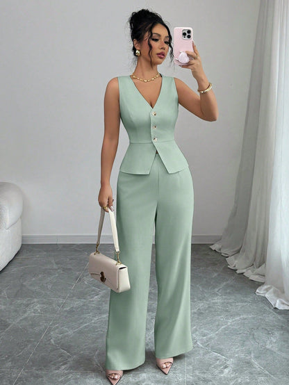 Solid Color Sleeveless Two Piece Set – Chic Casual Fit