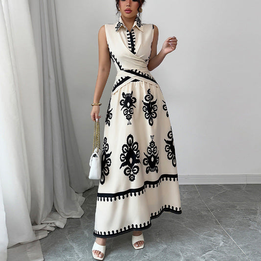 Women’s Sleeveless Blouse Lace-Up Skirt | Elegant Summer Look